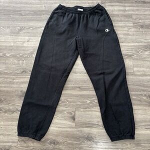 Champion Sweatpants Eco Mens M Reverse Weave Black Joggers Heavyweight Y2K Baggy